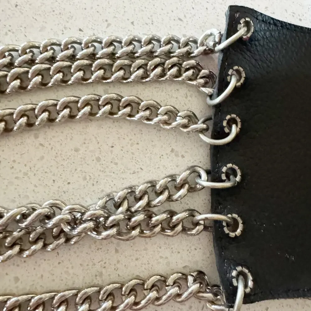 AR Paris‎ Mod Depos Vintage Chain Belt Red Leather Thick Chunky